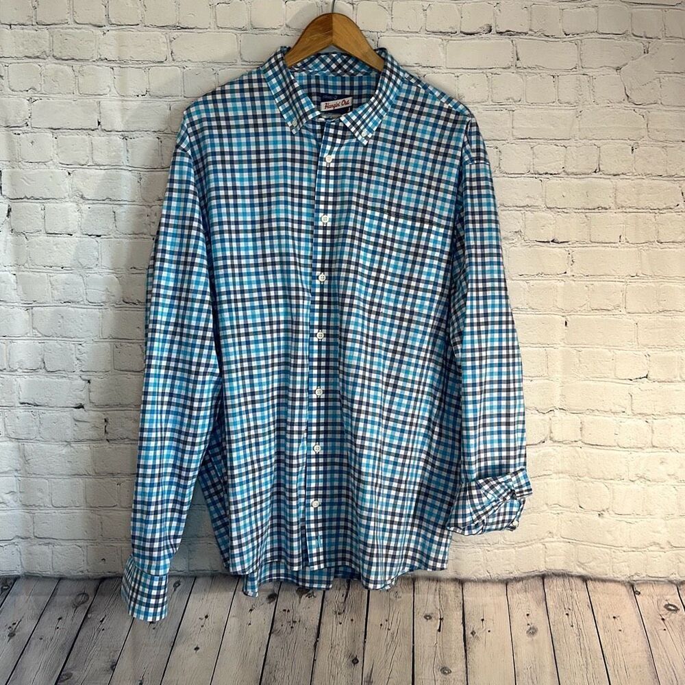 Johnnie O Caiden Hangin'Out Button Down Barbados Blue Plaid Shirt‎ Size 2XL XXL
